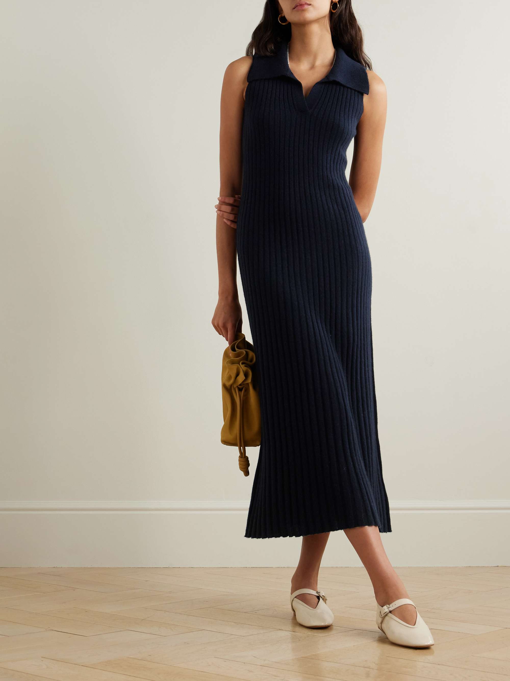 Ribbed Cashmere Midi Dress