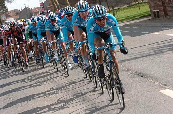 The Milram team pours on the pace