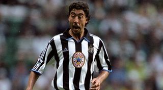 27 Jul 1999: Marcelino of Newcastle United in action during the pre-season friendly match against Celtic played at Celtic Park in Glasgow, Scotland. The match finished in a 2-0 win for Celtic. \ Mandatory Credit: Stu Forster /Allsport