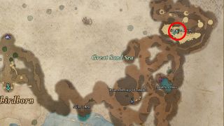 Avowed Totem of Revelations locations - A map showing the location of the Agate Eye in the Sand Sea Ruins.