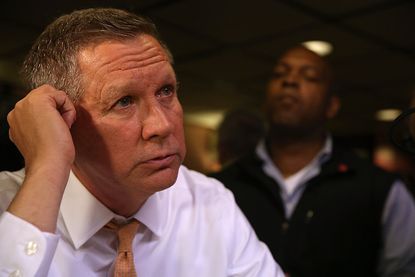 Kasich gets frustrated when reporter questions about his single victory in race. 