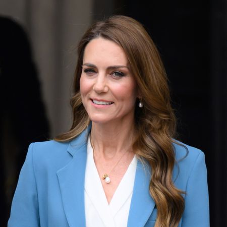Kate Middleton carries a new powder blue Asprey bag during her visit to Italy