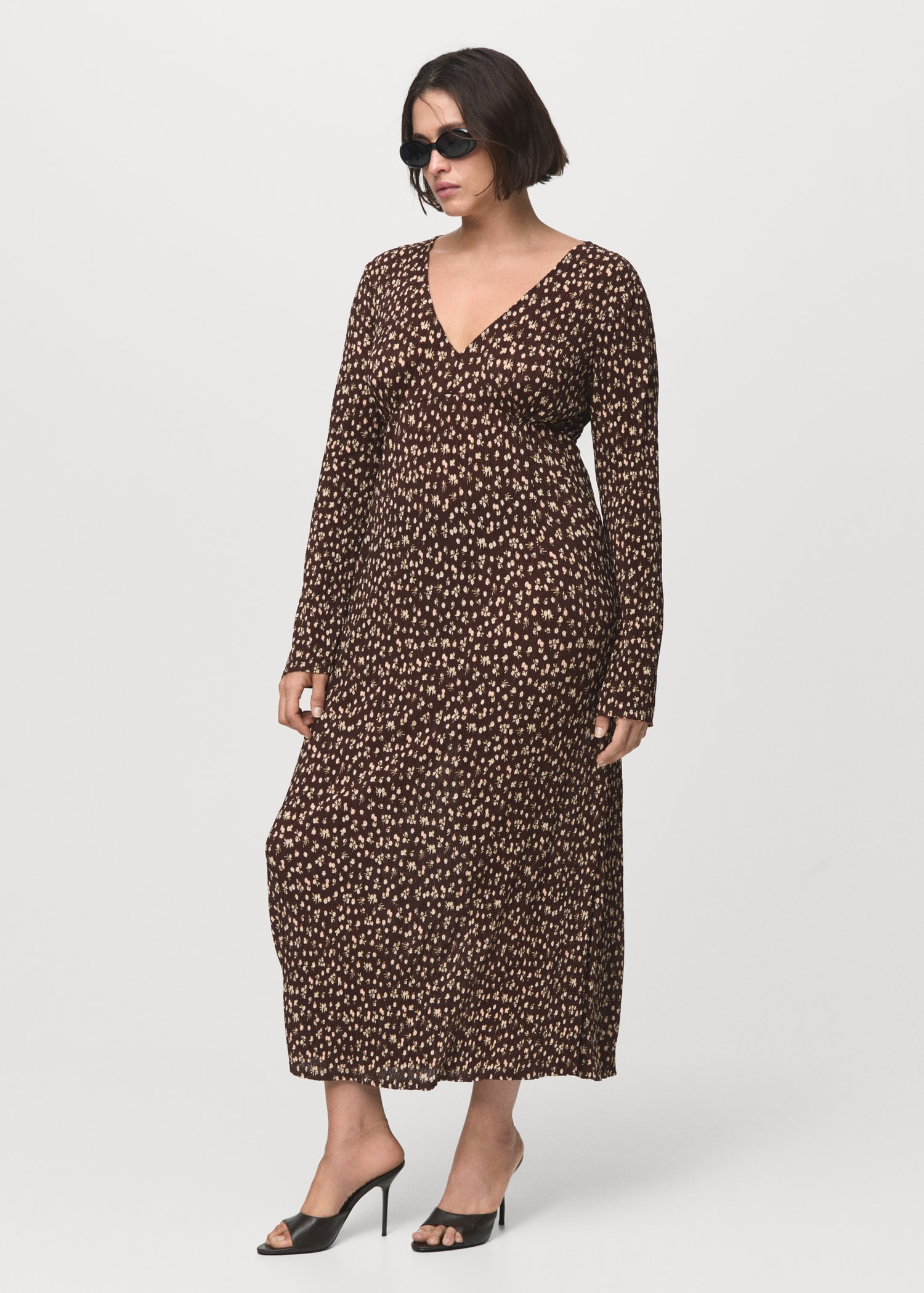 Printed V-Neck Dress - Women | Mango United Kingdom