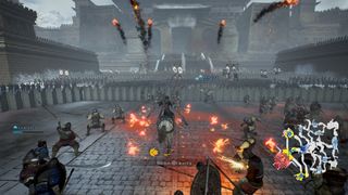 Dynasty Warriors: Origins screenshot of your forces attacking a large force.