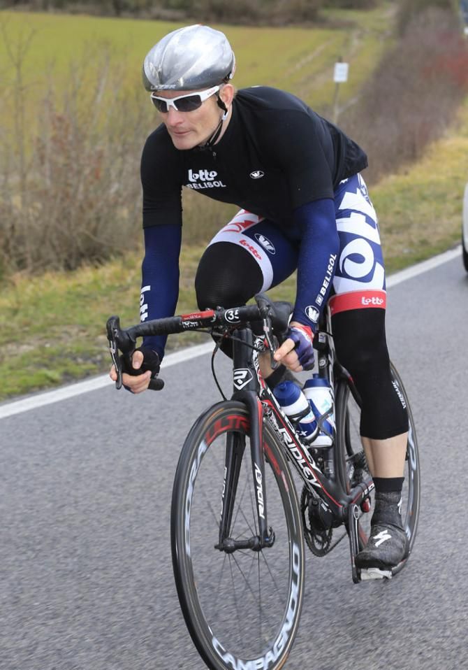 The cold and rain during stage 2 at Tirreno-Adriatico were not to Andre Greipel's liking.