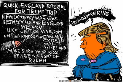 Political Cartoon U.S. Trump United Kingdom Queen