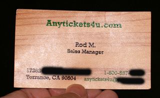 Front of the business card. Details have been obscured to protect the guy's identity.