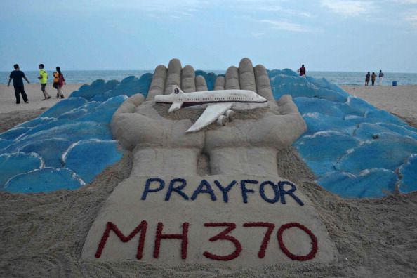 A sand sculpture honoring Flight 370.