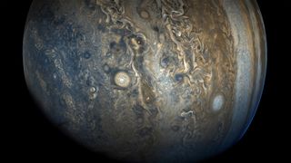 The southern hemisphere of Jupiter, with several 'white oval' storms.