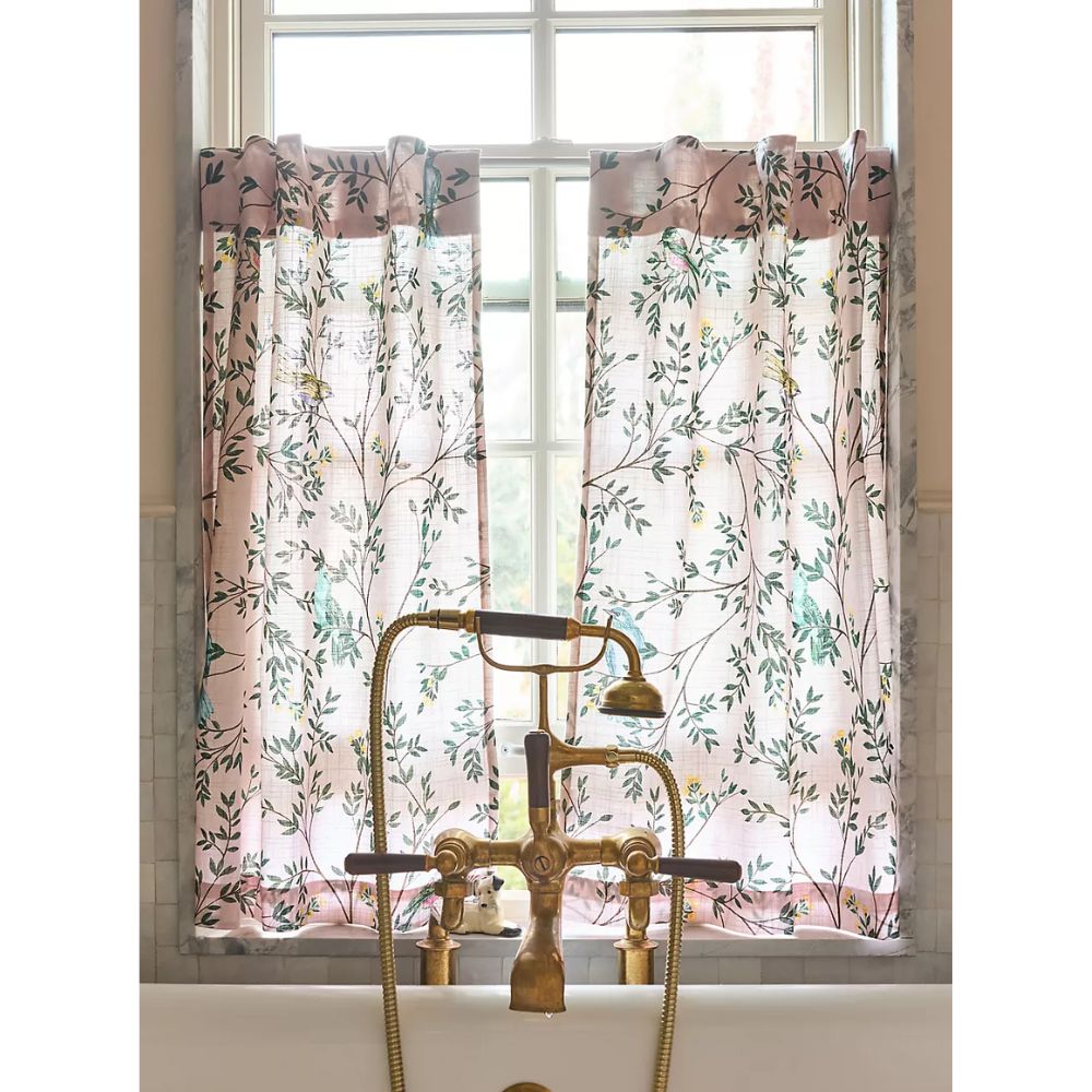 Priyanka Organic Cotton Printed Bird Caf&amp;eacute; Curtains