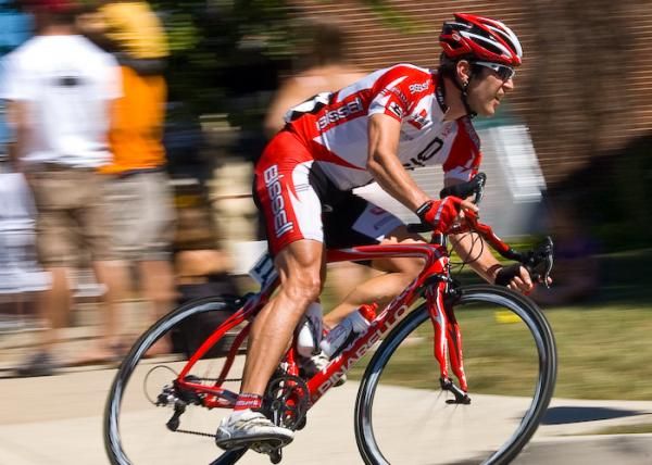Andy Jacques-Maynes (Bissell) corners at speed.