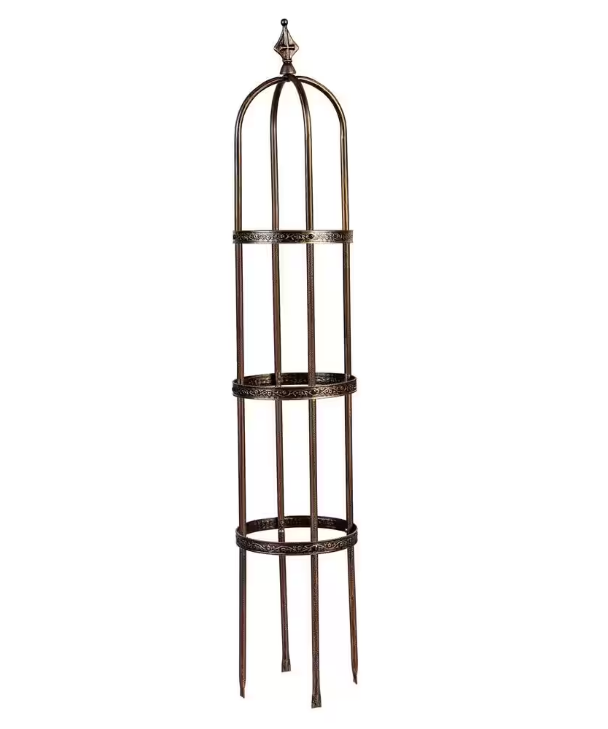 60 in. Powder-Coated Steel Garden Obelisk Trellis - Antique Copper