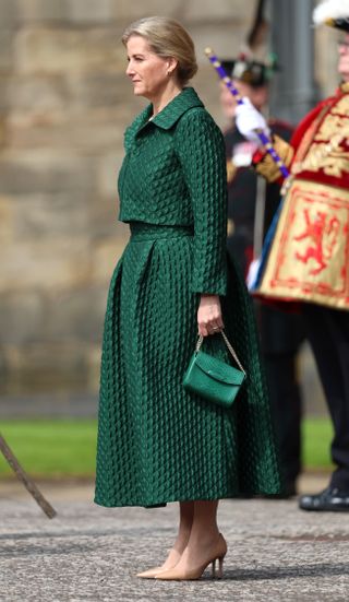 Sophie, Duchess of Edinburgh during the Ceremony of the Keys on the forecourt of the Palace of Holyroodhouse on May 17, 2024 in Edinburgh, Scotland.