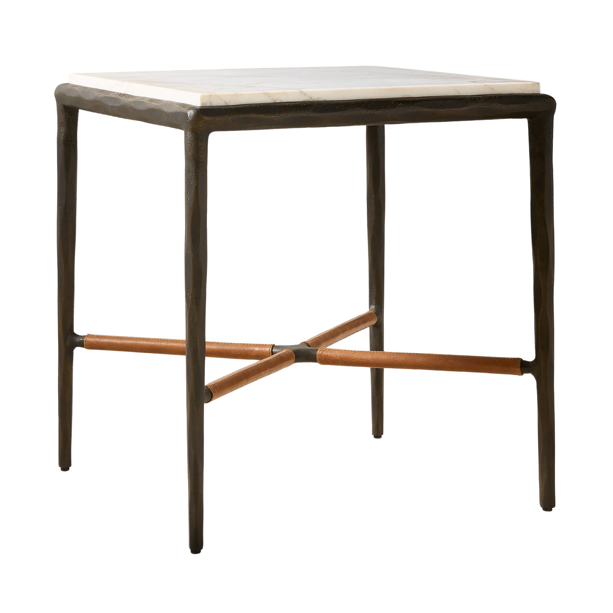 a steel and marble side table