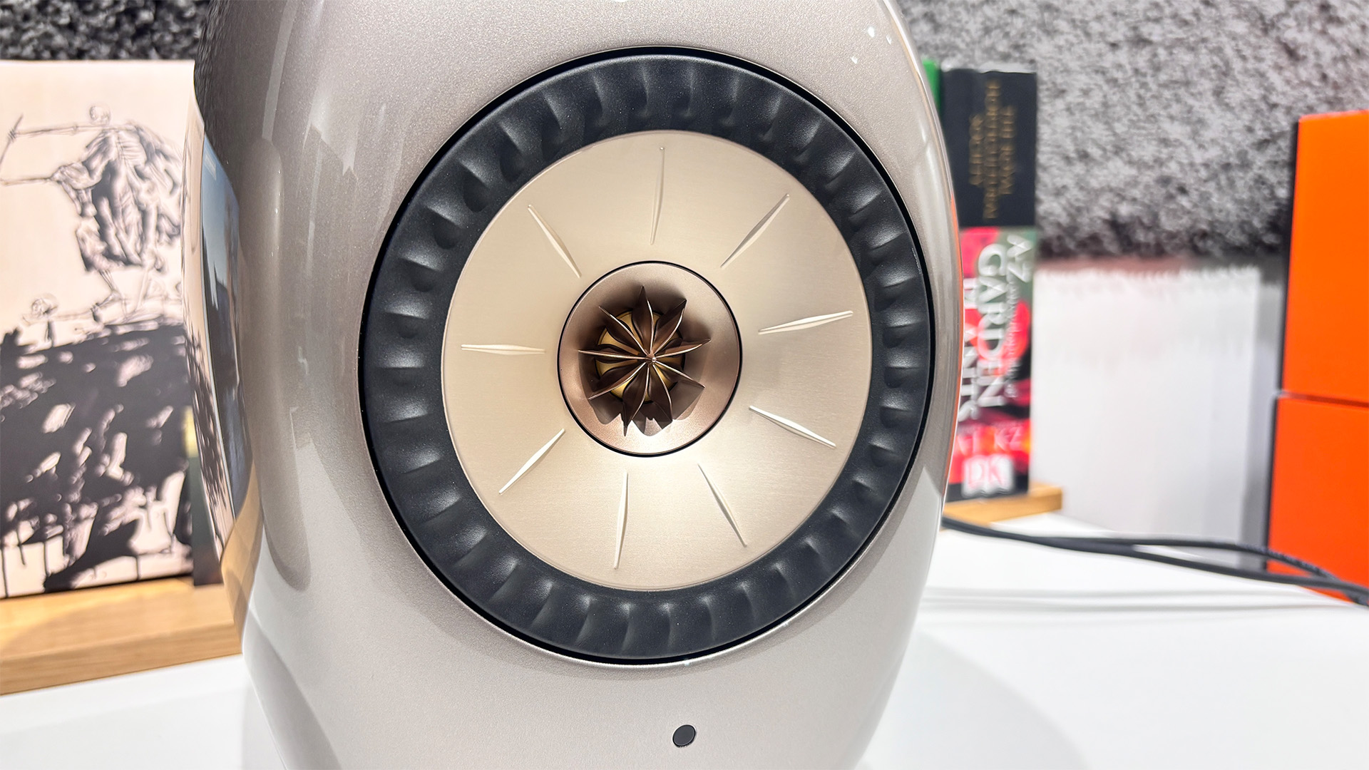 KEF LS Luxe active speakers close up on Uni-Q driver