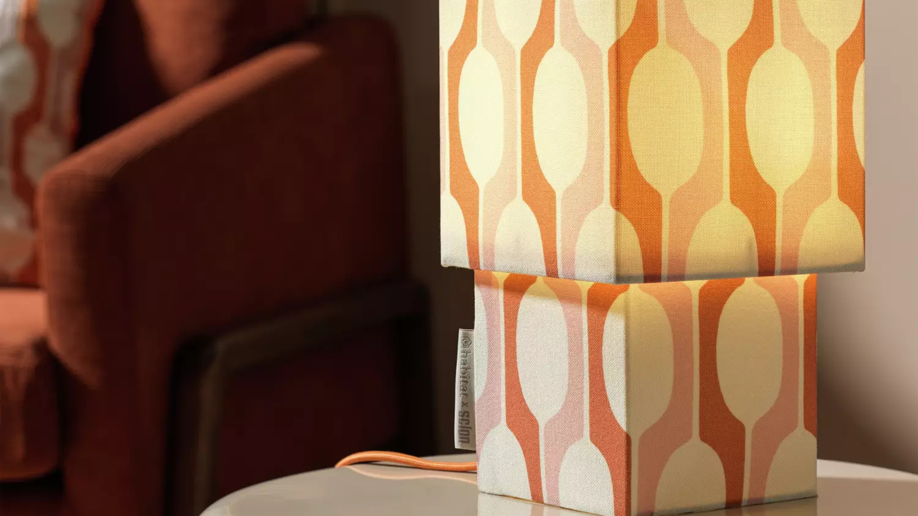Habitat x Scion Small Billow Fabric Table Lamp - Orange