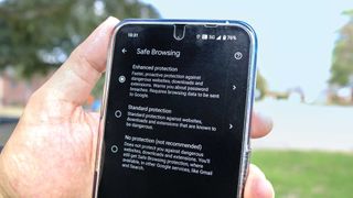 Chrome's Enhanced Safe Browsing on a smartphone