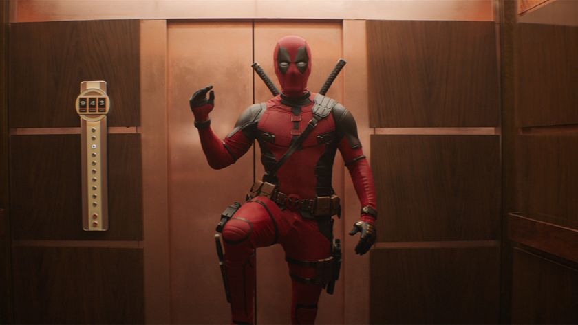 Deadpool in elevator in Deadpool &amp; Wolverine