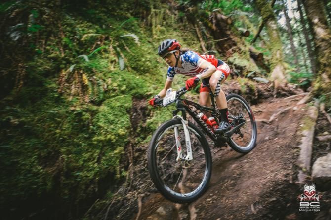 Lea Davison shreds the gnar on her way to victory.