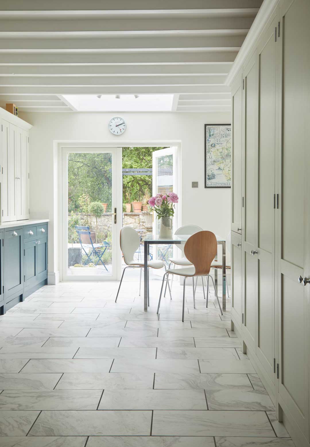 bright Shaker kitchen with French doors
