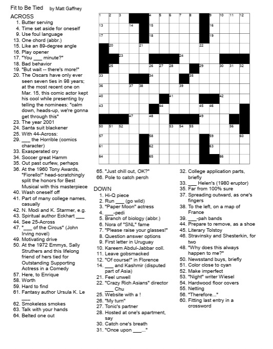 An unsolved crossword puzzle.