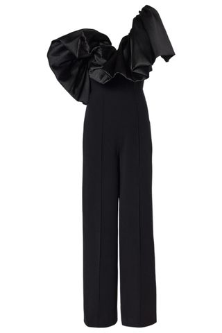 Perla Ruffled Satin-Trimmed Jumpsuit