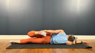 Portia page performs a hip flexor stretch