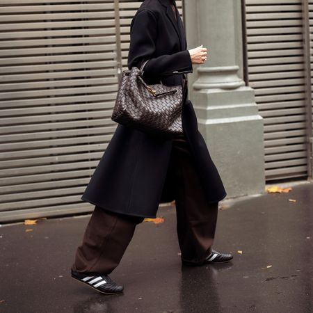 A woman doing a ten minute power walk in the rain