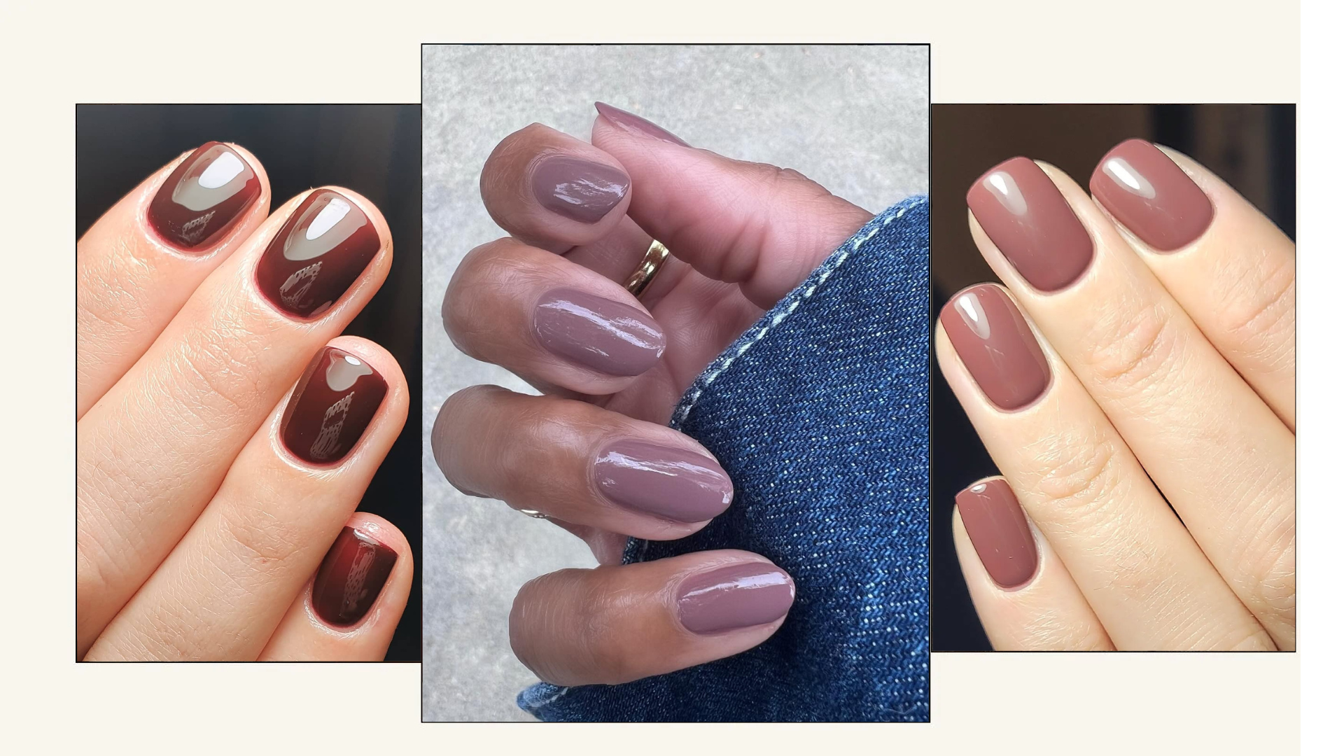 Photo collage of rum raisin nails