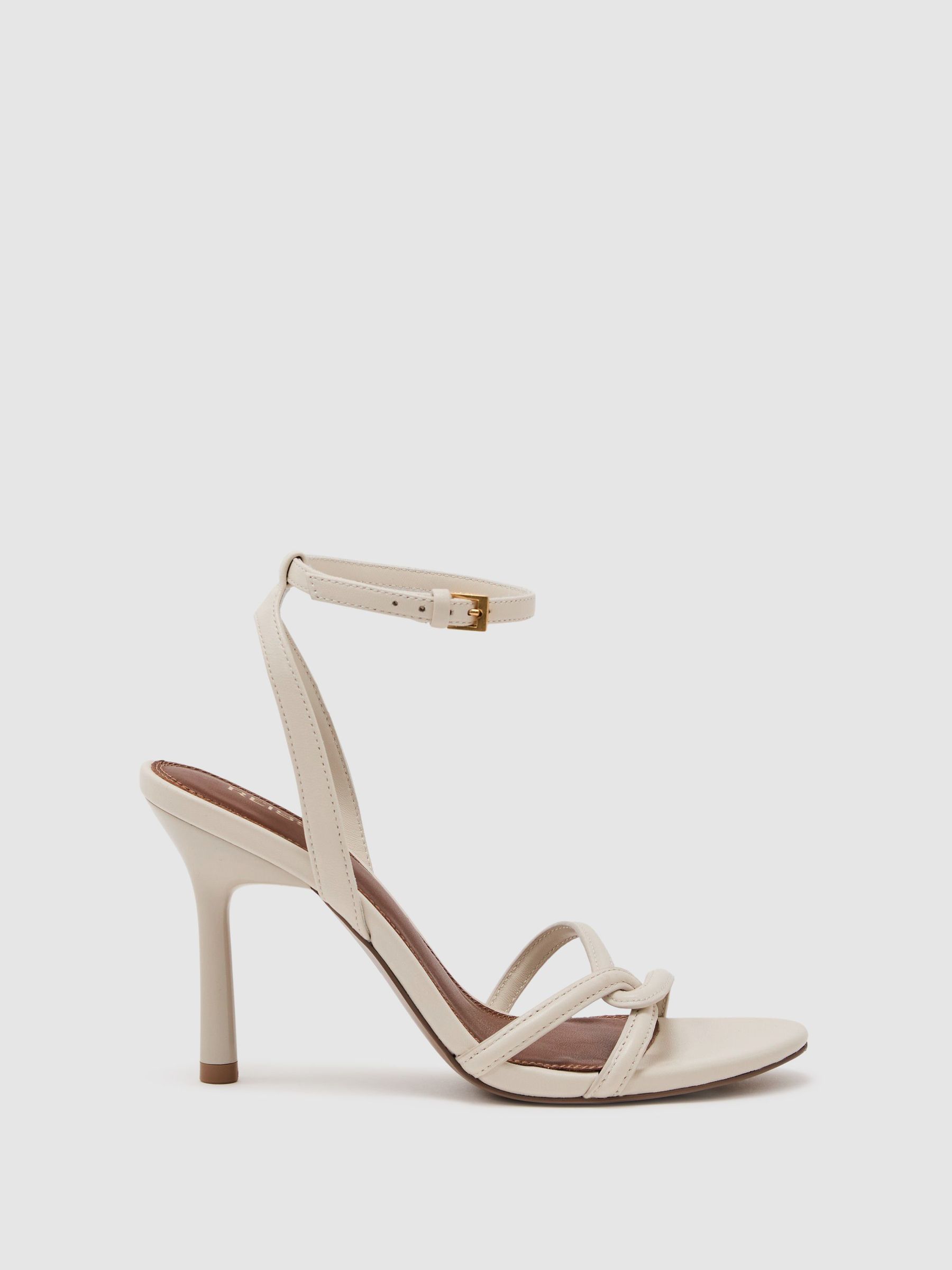 Leather Link Strap Stiletto Sandals in White - Size 3 Eu 36