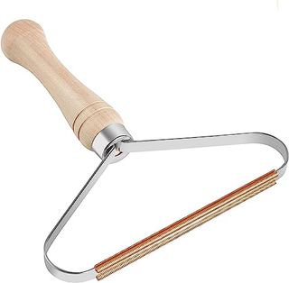 Wooden handle with Carpet Fur Rake Scraper in a triangle shape