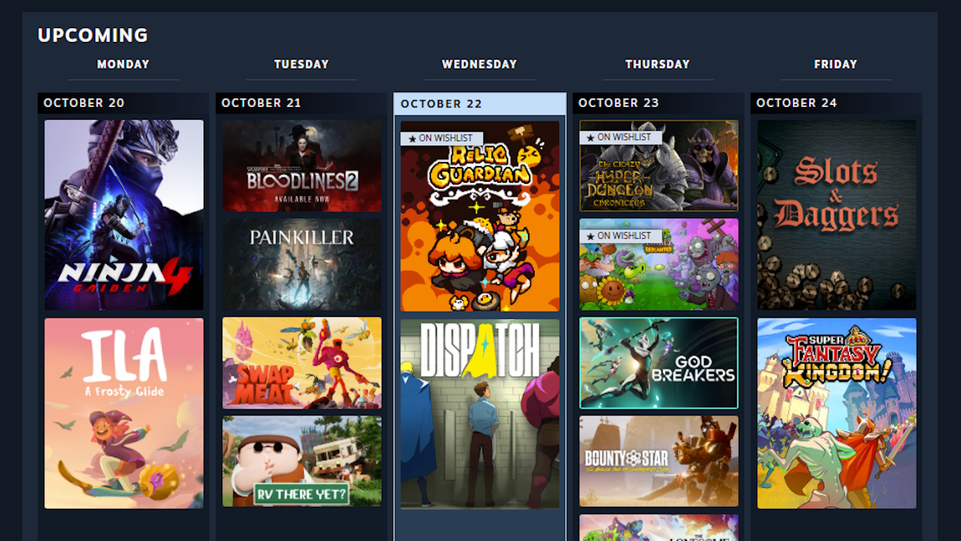 Steam store calendar list of dates