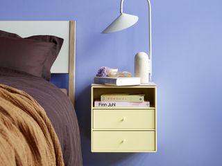 Yellow floating bedside cabinet