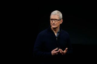 Apple CEO Tim Cook speaks on stage during a product launch event in Cupertino, California, on Oct. 27, 2016.