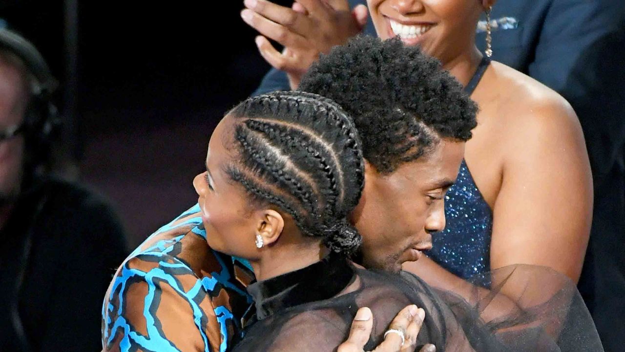 hollywood, california march 30 chadwick boseman l and letitia wright at the 50th naacp image awards at dolby theatre on march 30, 2019 in hollywood, california photo by kevin wintergetty images