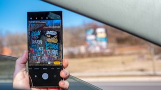 Taking a photo of some graffiti at 10x zoom with the Samsung Galaxy S23 Ultra