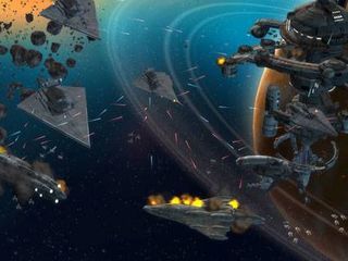 Empire at War's space battles can be pretty impressive to watch.