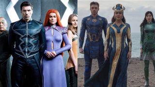Side-by-side pictures of the MCU's Inhumans and Eternals teams