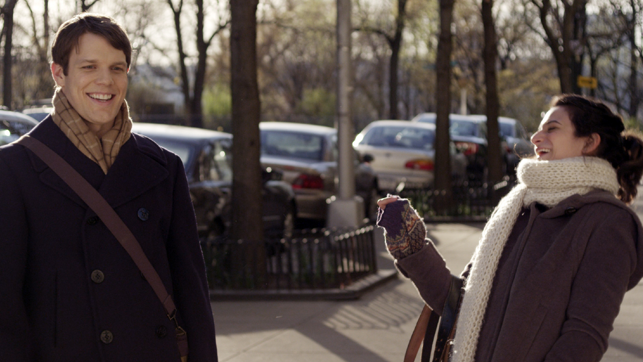 Jake Lacy and Jenny Slate in Obvious Child