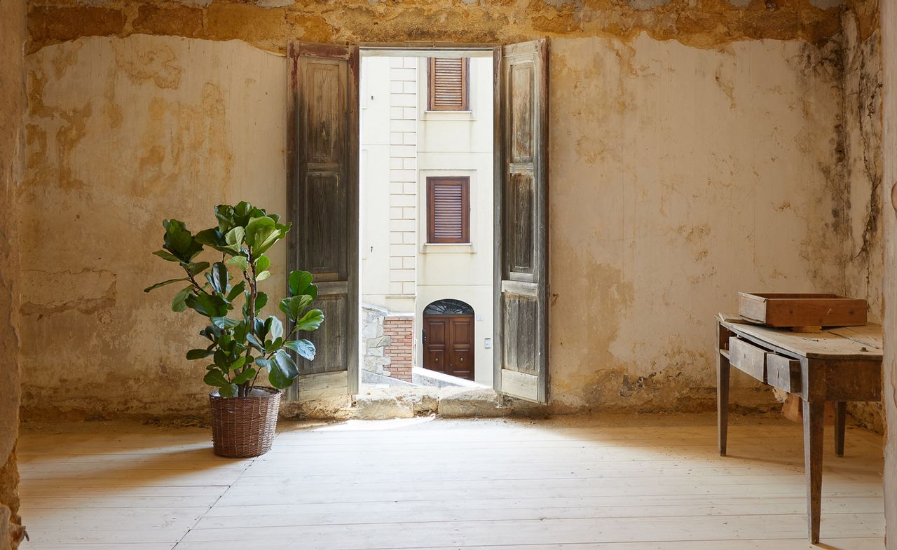 kitchen with shutters