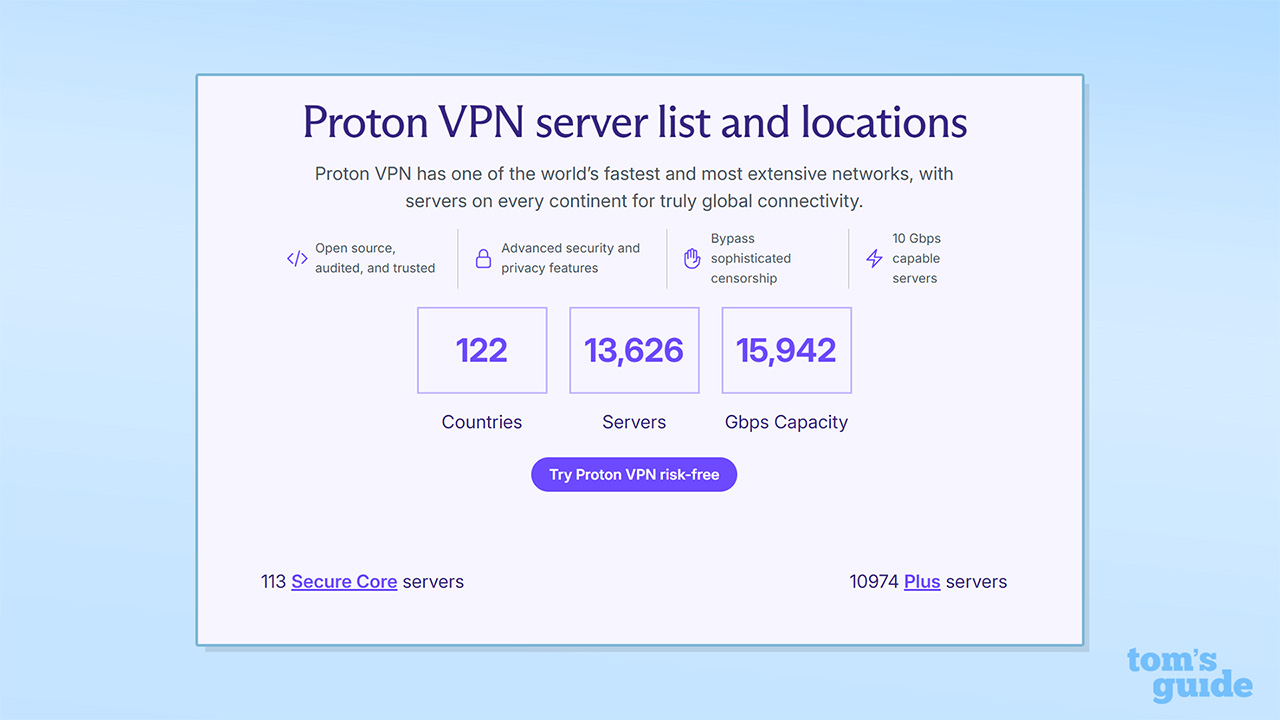 Screenshot of Proton VPN server count, which currently stands at 13,626
