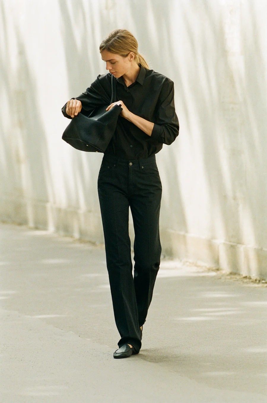 The Row's canal loafers, as pictured in the brand's spring/summer 2023 collection.