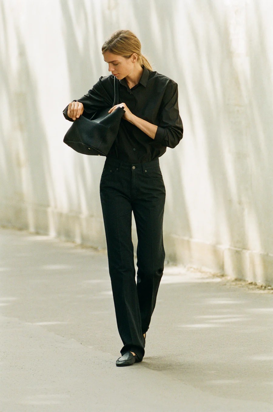 The Row's canal loafers, as pictured in the brand's spring/summer 2023 collection.