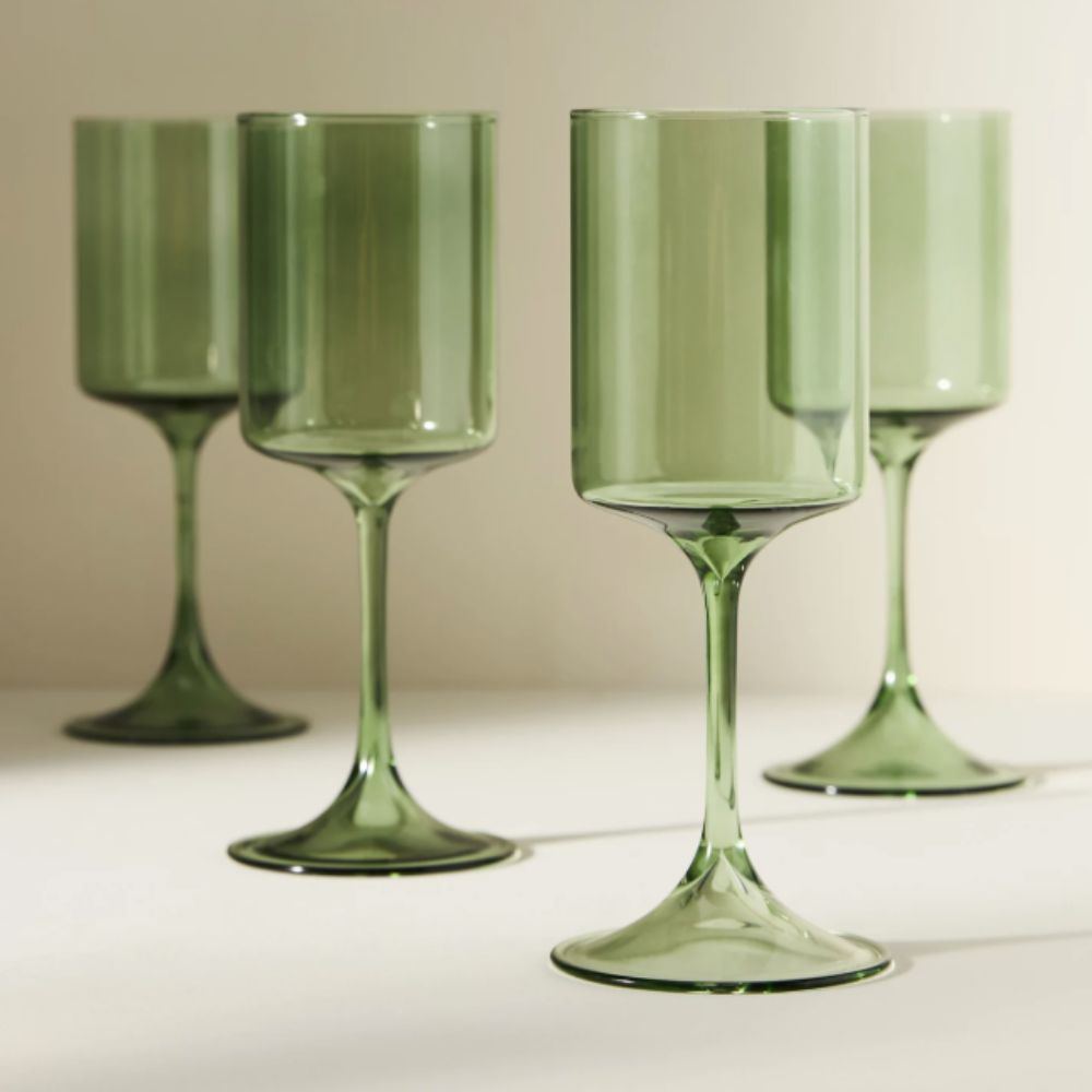 Green wine glasses