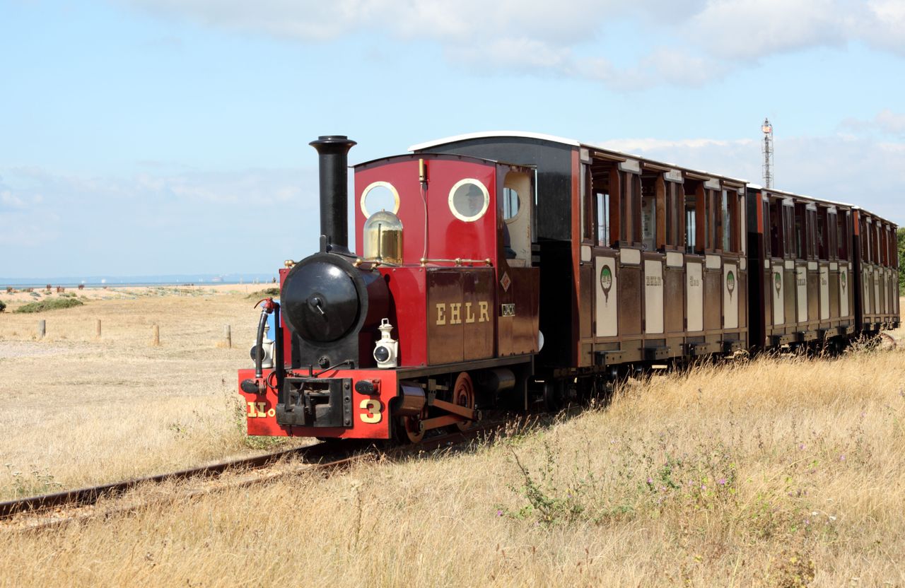 East Hayling Light Railway runs along the seafront at Hayling Island Hampshire