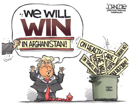 Political cartoon U.S. Trump Afghanistan losses
