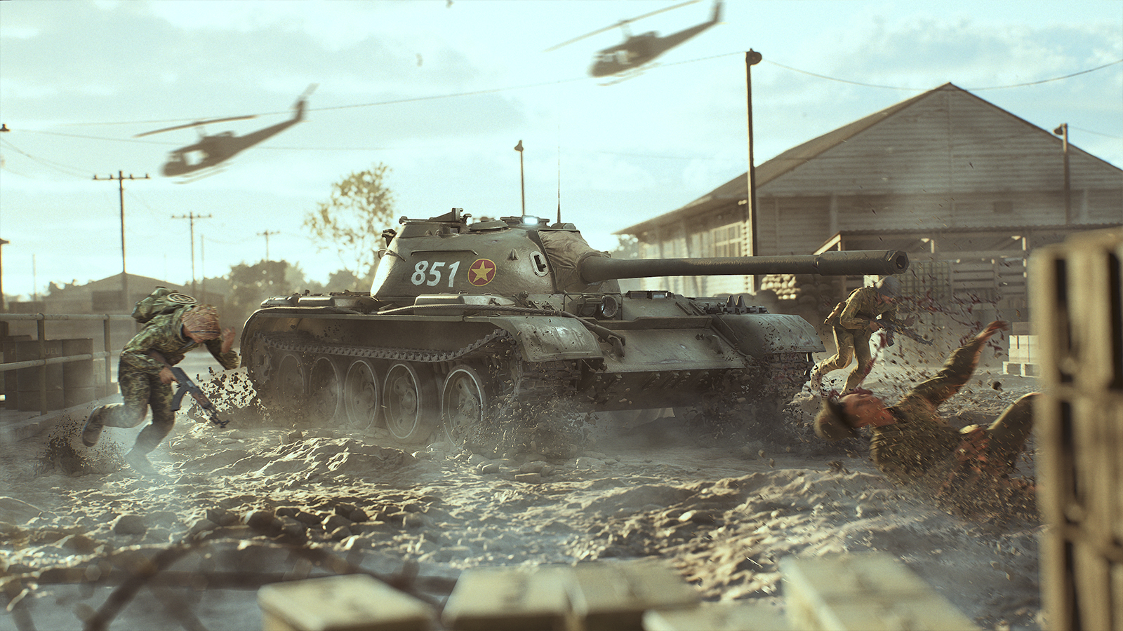 Screens from a game set in the Vietnam war