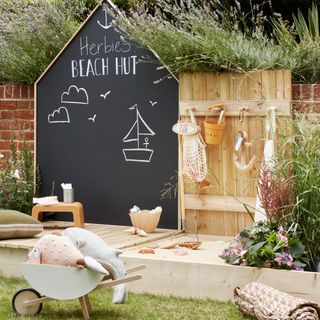 outdoor space with shelter and blackboard