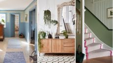 Compilation image of three hallways to support advice on the most common mistakes making your hallway look smaller