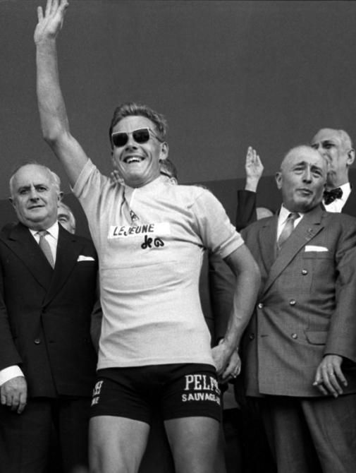 Dutchman Jan Janssen smiles as he waves to the crowd after winning the Tour de France, 21 July 1968 in Paris. Janssen became the first Dutchman to win the Tour after coming back from a 16-second deficit to win the second leg of the last stage, an individual time trial between Melun and Paris. Van Springel finished second overall, 54 seconds behind.